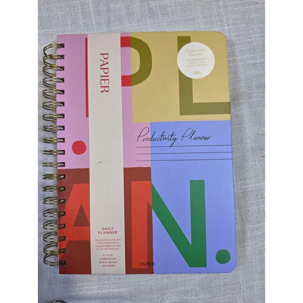 Papier Productivity Planner Undated Daily Goal Tracker MultiColor Hardcover 10x7